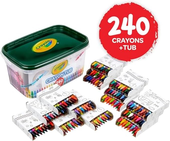 Crayola Crayon Tub (240ct), Bulk Crayon Set, Kids Coloring & Art Supplies, Crayons for Kids, Gifts for Boys & Girls, Ages 3 + [Amazon Exclusive]