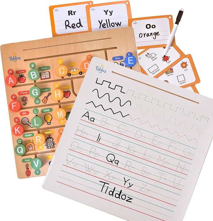 Maze & Trace Alphabet Double-Sided 8in1 Modes! Montessori Toy for Toddlers 3-6 Years. Wooden Puzzle, Flashcards, Tracing & 100+ Sight Words. Encourages Early Literacy & Motor Skills!