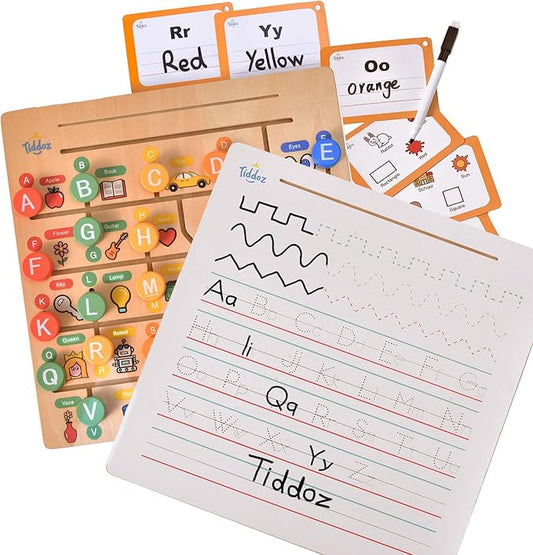 Maze & Trace Alphabet Double-Sided 8in1 Modes! Montessori Toy for Toddlers 3-6 Years. Wooden Puzzle, Flashcards, Tracing & 100+ Sight Words. Encourages Early Literacy & Motor Skills!