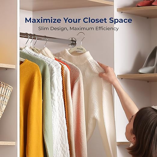 SereneLife Velvet Hangers 20 Pack - Non-Slip Felt Hangers with 360° Swivel Hook - Ultra-Thin, Lightweight Velvet Hangers for Shirts, Sweaters, Hoodies, Kids Clothes & Dresses - Space-Saving, Ivory