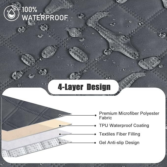 Waterproof Recliner Couch Cover,Non-Slip Recliner Cover with Elastic Straps,Leakproof Furniture Protector for Kids,Dog and Cat (2 Cushion Loveseat, Dark Gray)