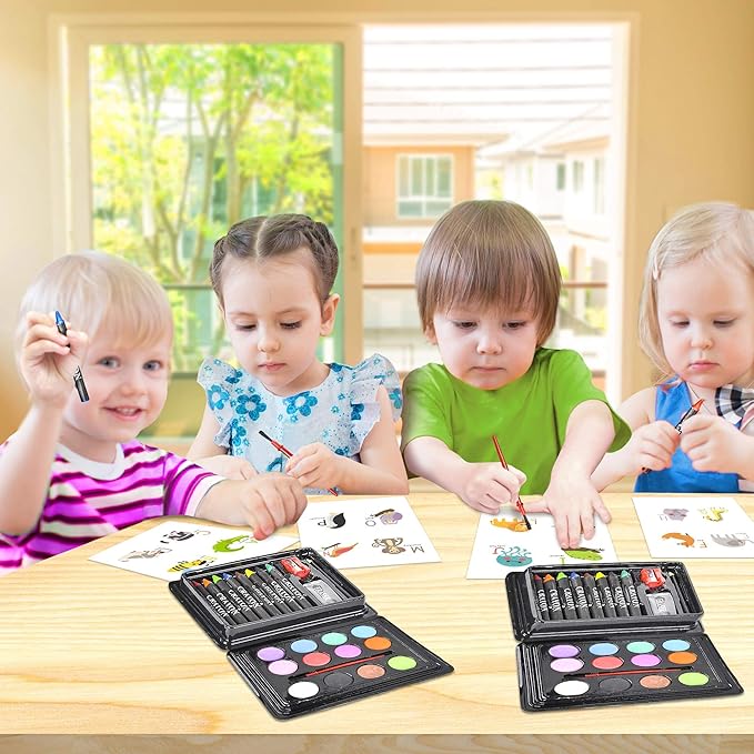 ArtCreativity Mini Art Sets for Kids- Pack of 12-23-Piece Kits with Watercolors, Crayons, Paint Brush and More- Fun Art Supplies, Party Favors for Girls and Boys, Goody Bag Fillers, Carnival Prize