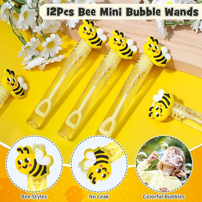 Winrayk 146Pcs Bee Party Favors Birthday Supplies Bee Gift Bag with Cards & Clips Pencil Mini Bubble Wand Honeycomb Silicone Bracelet Keychain Sticker Honey Bee Themed Party Favors Goodie Bag Stuffers