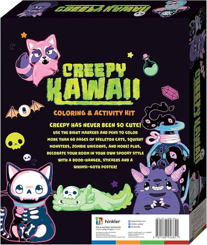 Hinkler Kaleidoscope: Creepy Kawaii Coloring & Activity Kit - Kids Cute Halloween Themed Coloring Book w/Glitter Stationery, Stickers & More, Ages 6+