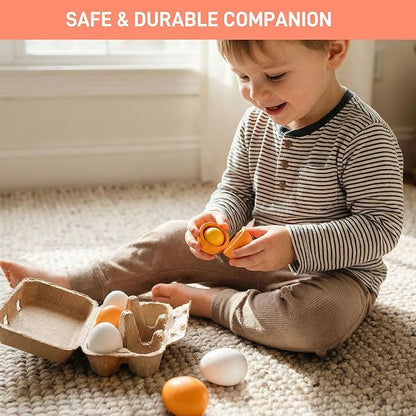 HANSGO 6PCS Play Food Sets for Kids Kitchen,Play Kitchen Accessories Wooden Egg Toy Food Grocery Store Pretend for Toddler Cooking DIY