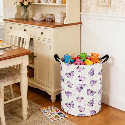 Butterfly Baby Laundry Basket,Nursery Hamper,Kids Dirty Clothes Hamper,Toys Storage Bin Organizer,Girl Room Decor(Cute Butterfly)