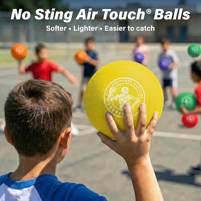 GoSports Inflatable Dodgeballs - Choose 5 Inch or 7 Inch No Sting Balls - Set of 6 Includes Ball Pump & Mesh Bag