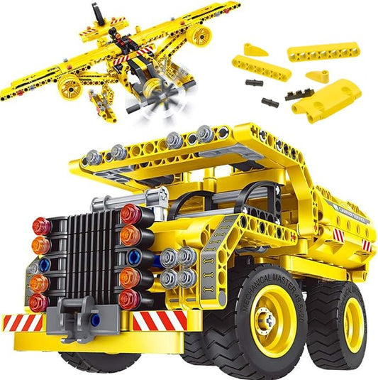 GILI STEM Building Toy for Boys 8-12 - Dump Truck or Airplane 2 in 1 Construction Engineering Kit (361pcs) Best Gift for Kids Age 6 7 8 9 10 11 12+ Years Old