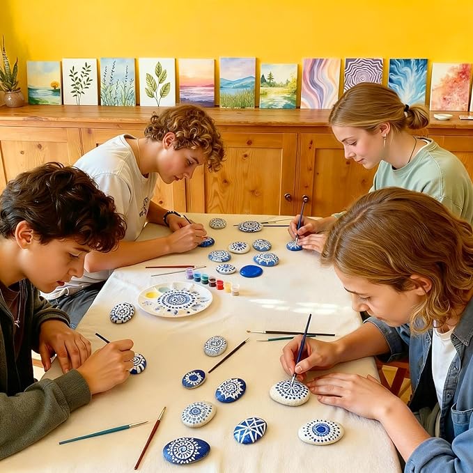 Simetufy 120Pcs Rocks for Painting, 2"-3 Painting River Rocks, Flat & Smooth Stone to Paint, Hand Picked Natural Stones, Crafts for Kids & Adults