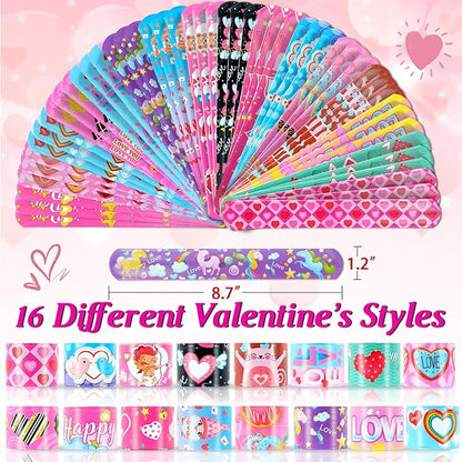 Valentine's Day Slap Bracelets 48Pcs Valentine's Day Party Favors for Kids Valentine's Day Snap Bracelets Party Supplies Valentine's Prize for student Valentine's Day Gift for Class Goodie Bag Fillers