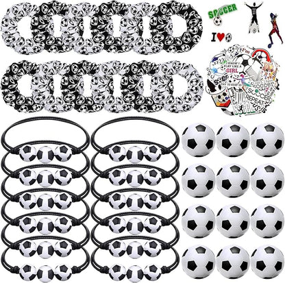 86 Pcs Soccer Party Favors, 50 Sheets Soccer Stickers, 12 Sports Stress Ball, Mini Foam Soccer Ball, 12 Soccer Charm Bracelets, 12 Soccer Scrunchie Soccer Gifts for Soccer Birthday Party Supplies