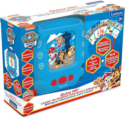 LEXiBOOK, Paw Patrol, Bilingual Interactive Card Reader, Audio Toy to Learn English and Spanish, 150 Double-Sided Educational Cards, Educational Quiz & flashcard Machine, Blue/red, JCR10PAi2