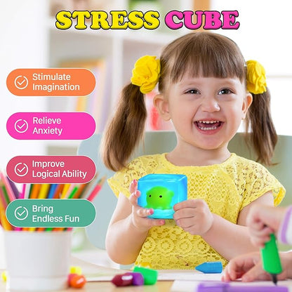 Squishy Stress Cube Fidget Toys Adults - Glow in The Dark Octopus Sensory Toys for Kids with Autism Stress Balls for Kids Squeeze Toys for Anxiety Easter Basket Stuffers