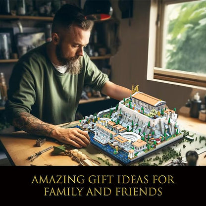 SpblastB Architecture Acropolis of Athens Building Blocks Set, 1988 Pieces Landmark Collection City Building Kit, Display Model Kit and Home Decor Gift Idea for Adults, Kids, Architects