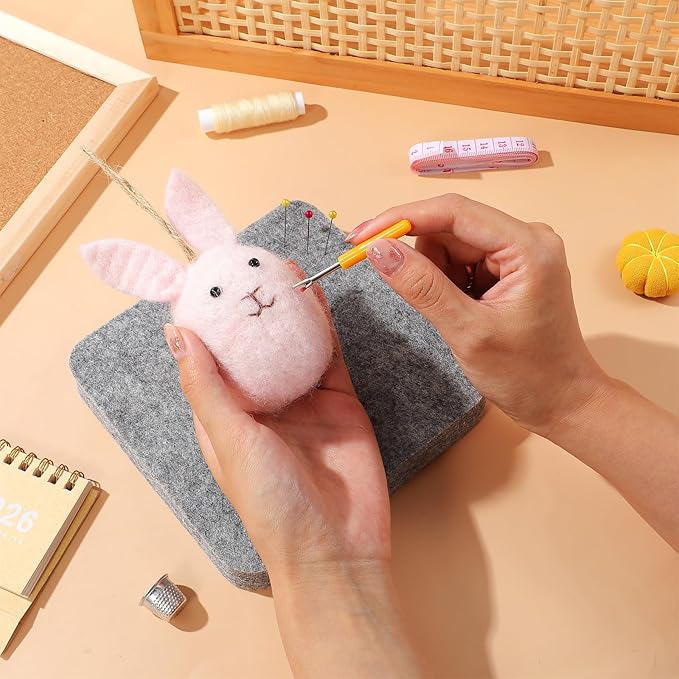 Healifty Thick Wool Needle Felting Pad: Dense Felt Work Mat for DIY Craft Sewing Beginners Kids Adults Thick Square Block Workbench Base Board Tool Light Grey 6 X 6 X 1 Inch