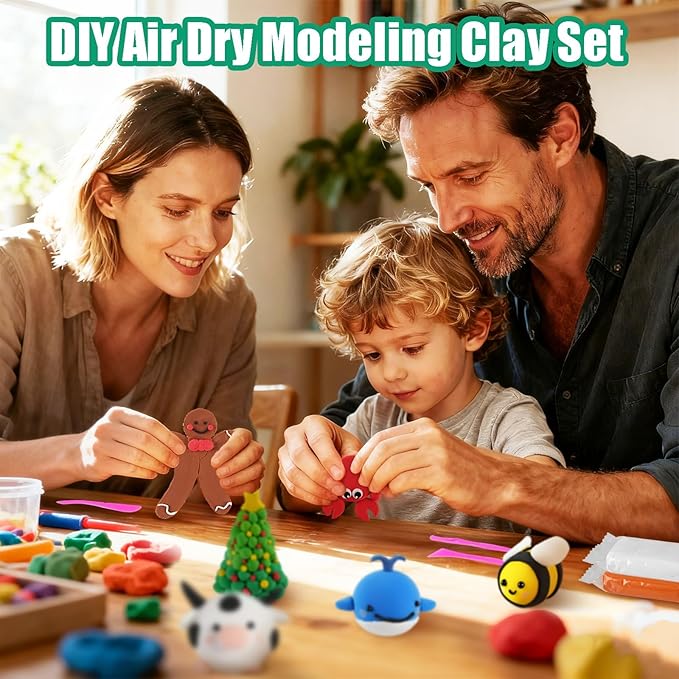 Advent Calendars 2025 Kids, 24 Days Christmas Countdown Calendars DIY Air Dry Modeling Clay for Kids, Assorted Colors Polymer Clay Kit with Sculpture Tools, Best Christmas Gifts for Chidren Boys Girls