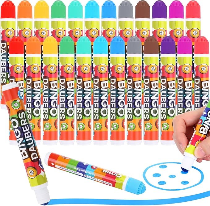 Crtiin 24 Pack Mixed Colors Set of Daubers Dot Markers Supplies in 12 Colors Art Markers Paint Craft for Art and Crafts Painting Supplies Drawing Coloring
