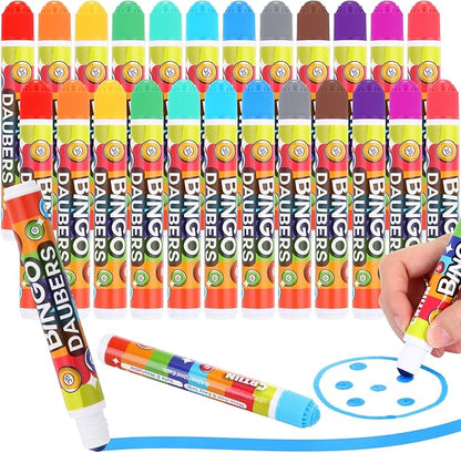 Crtiin 24 Pack Mixed Colors Set of Daubers Dot Markers Supplies in 12 Colors Art Markers Paint Craft for Art and Crafts Painting Supplies Drawing Coloring
