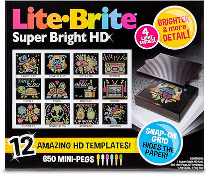 Lite Brite Super Bright HD - Creative Retro Light-Up Screen – Educational Play for Children – Enhances Creativity & Fine Motor Skills, Gift for Boys and Girls Ages 6+