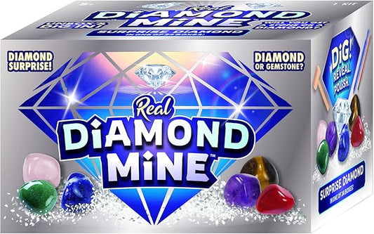 JA-RU Real Diamond Mine Gemstone Dig Kit (2 Packs) Mystery Rock, Minerals, and Gems for Kids | Break Your Own Geodes and a Chance to Get 1 Real Diamond | Party Favors for Kids Goodie Bags. 4630-2s