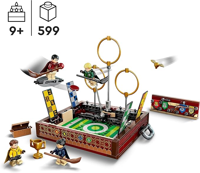 LEGO Harry Potter Quidditch Trunk Playset for 1 or 2 Players with Customizable Minifigures of Draco Malfoy, Cedric Diggory, Cho Chang and Golden Snitch, Travel Toy for Boys and Girls 76416