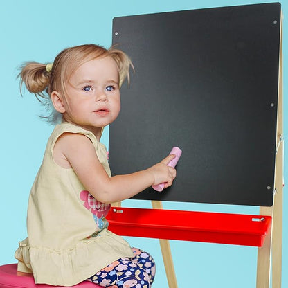 Flipside Products Child's Black Chalkboard and White Dry Erase Easel, Kids Foldable, Drawing in Classroom, Whiteboard