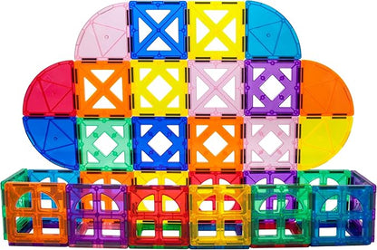PicassoTiles Magnetic Building Block Quarter Round and Window Set Magnet Construction Toy Educational Kit Engineering STEM Learning Playset Child Brain Development Stacking Blocks Playboards