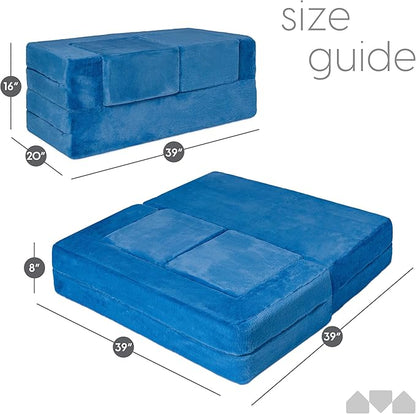 Kids Modular Sofa Blueberry Fur with Round Pillow, Kids Sofa for Toddler and Baby Playroom/Bedroom Furniture with Bonus Pillow