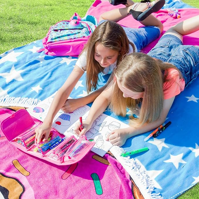 GirlZone Fruit Scented Markers Set with Case, 38 Vibrant Colors, Washable Art & Craft Kids Marker Set for Drawing, Sketching and Coloring, Rainbow Gifts for Kids, Girls Birthday