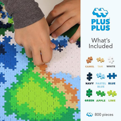 Plus Plus Puzzle by Number, 800 Piece Mini Interlocking Hashtag Color Blocks, 3D Pixel Art Kit for Kids - Earth