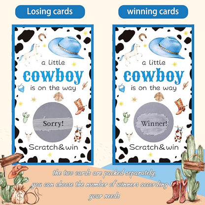 60 Pack Cowboy Baby Shower Scratch Off Cards A Little Cowboy is On The Way Scratch Off Game Western Cowboy Theme Party Scratch Off Cards Baby Shower Party Supplies (Cowboy Style)