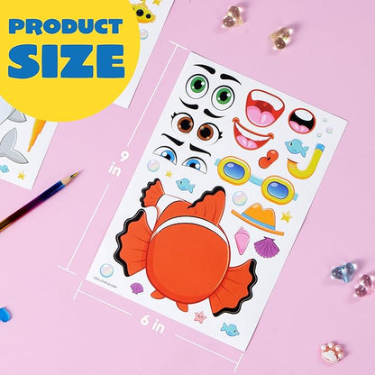JOYIN 36 PCS 9"x6" Make a face Stickers for Kids, Make Your Own Animal Mix and Match Sticker Sheets with Safaris, Sea and Fantasy Animals Kids Crafts Party Favors Goodie Bags Stuffers for Kids