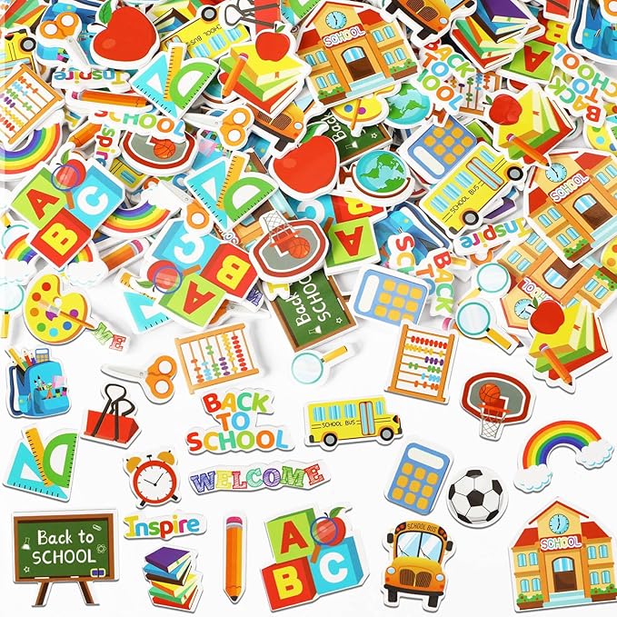 JULBEAR Back to School Foam Sticker, 300Pcs Bulk Cute Colorful Self-Adhesive Campus Themed Foam Stickers for Kids School Party Classroom Decoration DIY Crafts Favor Supplies（25 Design）