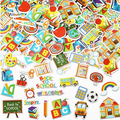 JULBEAR Back to School Foam Sticker, 300Pcs Bulk Cute Colorful Self-Adhesive Campus Themed Foam Stickers for Kids School Party Classroom Decoration DIY Crafts Favor Supplies（25 Design）