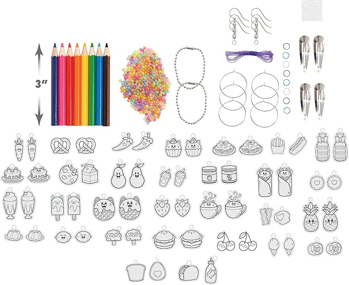 Just Play Shrinky Dinks Jewelry Set, 60 Shrinky Dinks, Kids Arts and Crafts Activity Set, Kids Toys for Ages 5 Up, Amazon Exclusive