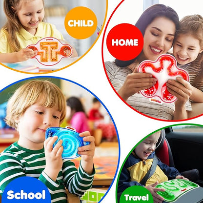 Squishy Sensory Toys for Kids - 4 Pack Fidget Toy Sensory Maze for Autism - Stress Relief Toys for Calm Down - Squeeze Fidget Toy Filled Goo, Glitter, Prizes for Kids Classroom, Goodie Bags Stuffers