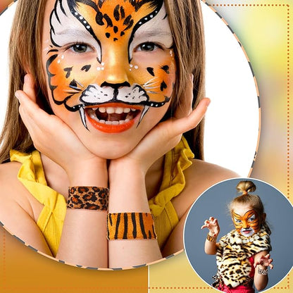 25 Pieces Animal Print Wristband Wild Animal Slap Bracelets Assorted Safari Print Slap Bracelet Deer Leopard Tiger Slap Bracelet for Kids Boys Girls Animal Themed Birthday Party Favors