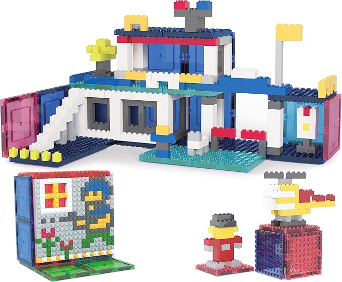 PicassoTiles 512 PCs Grand Playset Magnetic Tiles and Building Block Combo Creative Buildings & Figures Such as Bridges Hearts Unique Characters & More Educational STEM Toys Learning Activity Ages 3+