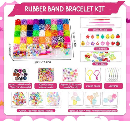 ABSOFINE 3000+ Rubber Band Bracelet Kit, Loom Bracelet Making Kit for Girls, Loom Bands Refill Kits Gift for Boys Birthday DIY Friendship Bracelets