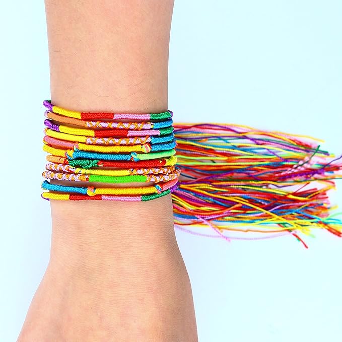 Resinta 100 Pieces Handmade Braided Bracelets Assorted Colors Friendship Cords Thread Bracelets Party Supply Favors for Wrist Anklet