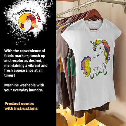Coloring Shirt Kit with 10 Fabric Markers: Unicorn, Mermaid, Birthday Girl Gift - Arts and Craftt