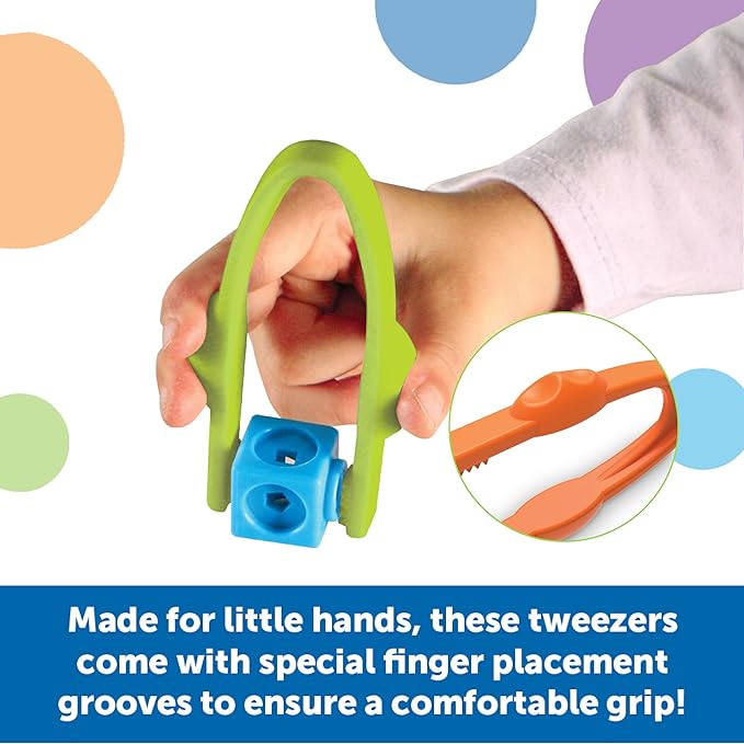 Learning Resources Easy-Grip Tweezers - Sensory Bin Tools, Tongs for Kids, Fine Motor Skills, Montessori Grabber Tool, Toddler Activities, School and Teacher Supplies, Daycare Essentials