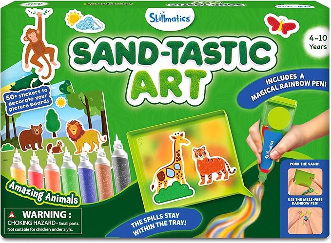 Skillmatics Art & Craft Activity - Sand-Tastic Art Animals, Sand Art for Kids, Craft Kits & Supplies, DIY Creative Activity, Gifts for Girls & Boys Ages 4, 5, 6, 7, 8, 9, 10