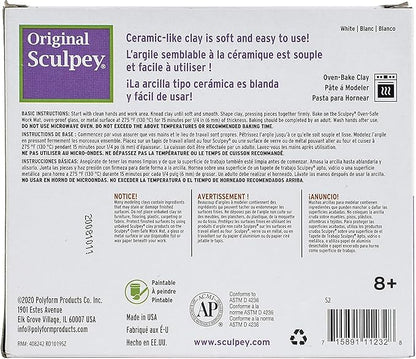 Sculpey: Original Clay: White - 1.75 lb - Polymer Oven Bake Clay, Non-Toxic, Sculpting, Bake-Sand-Paint, Adults & Kids, Art & Craft Supplies