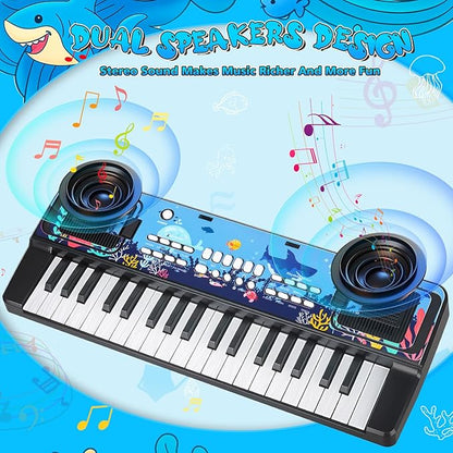 Upgraded 37 Keys Kids Piano Keyboard with Microphone Music Stand – Portable Musical Toys for Toddlers Ages 3 4 5 6 Boys Girls Birthday Gift - Black