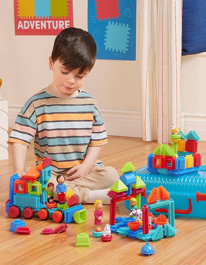 Battat- Bristle Blocks- STEM Interlocking Building Blocks- 113 pc Playset- Reusable Storage Case- Developmental Toys for Toddlers & Kids- Deluxe Builder Case- 2 Years +