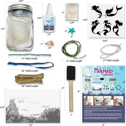 Hapinest DIY Night Light Mermaid Lantern Jar, Mermaid Lamps for Girls Bedroom, Make Your Own Mermaid Night Lights for Girls, Toy Art Kit Mermaid Crafts for Girls Ages 6-8 8-10 Years Old & Up