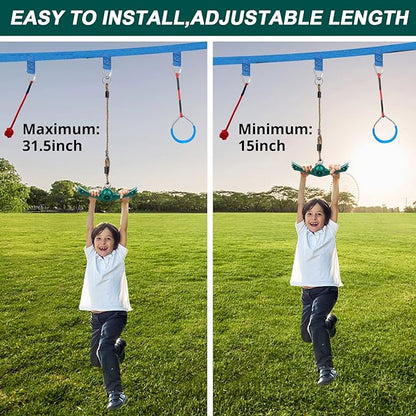 YAMIPROBI Swing Spins Set: 360° Handle Twist-Spin Flips Toy - Slackline Attachments Activate Play Powers - Accessories for Kids' Playground and Backyard Fun, Green
