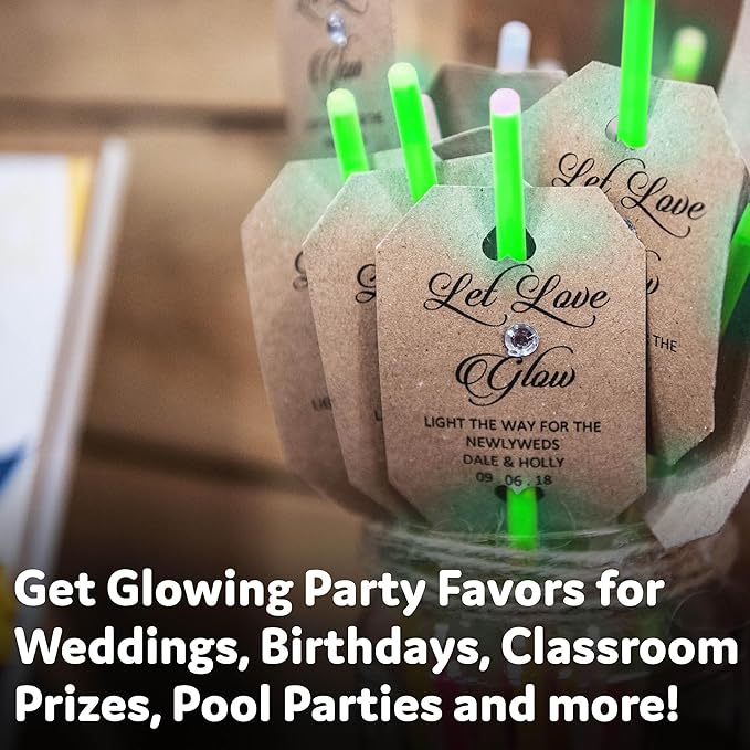 PartySticks Green Glow Sticks Party Supplies 100pk - 8 Inch Glow in the Dark Light Up Sticks Party Favors, Glow Party Decorations, Neon Party Glow Necklaces and Glow Bracelets with Connectors
