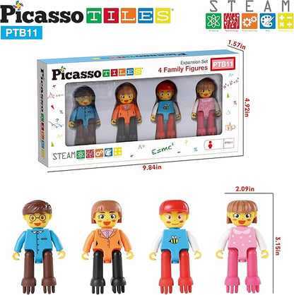 Picasso Toys Hedgehog Blocks 4 Family Action Character Figures Toddler Toy Construction Building Tile Block Expansion Pack Educational Add-on STEM Learning Smart Game Kit Toys Pretend Playset Age 3+